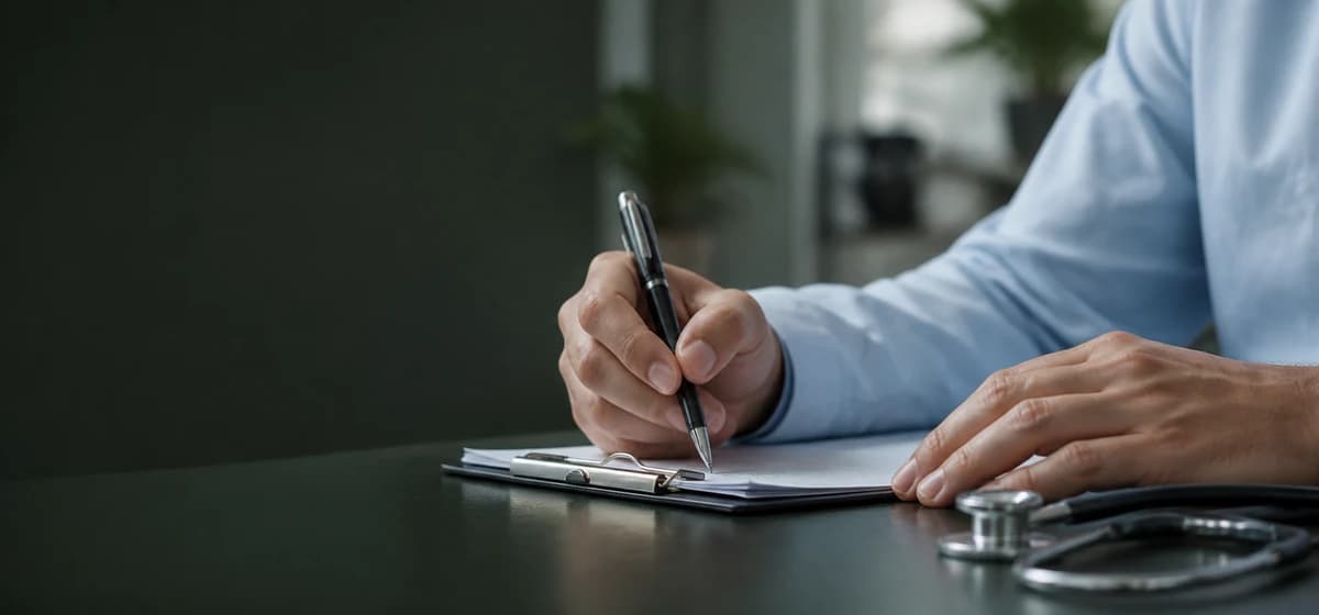 Clinician preparing appointment notes